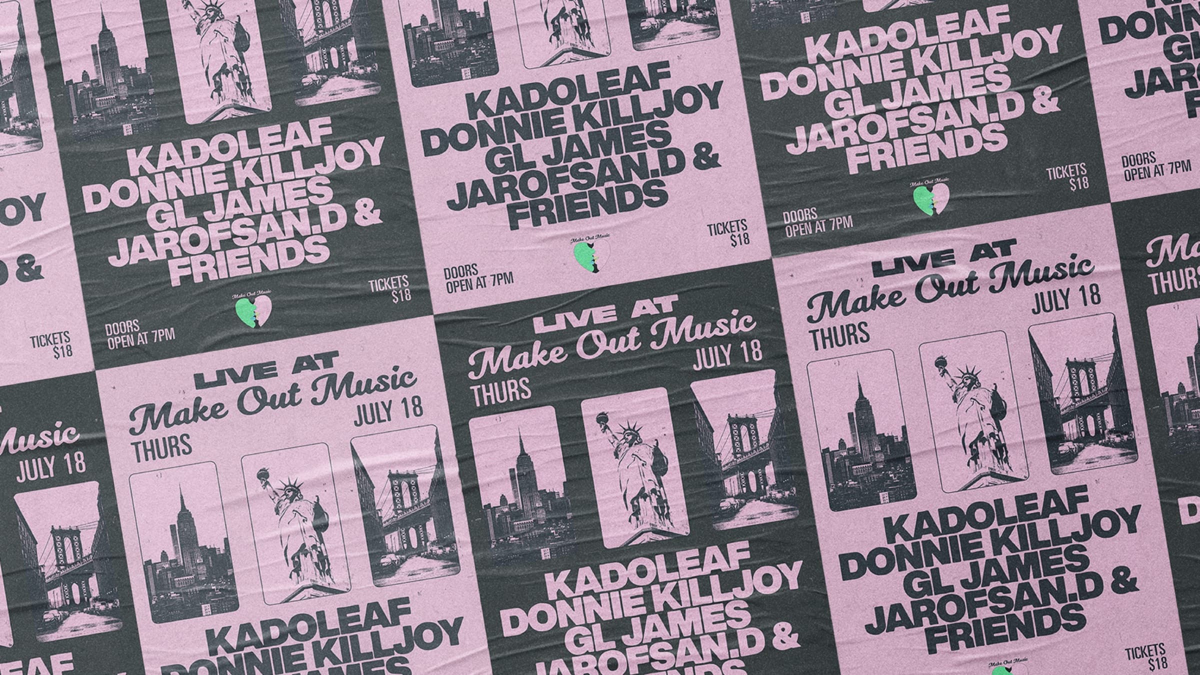 Make Out Music · Wheatpaste poster wall
